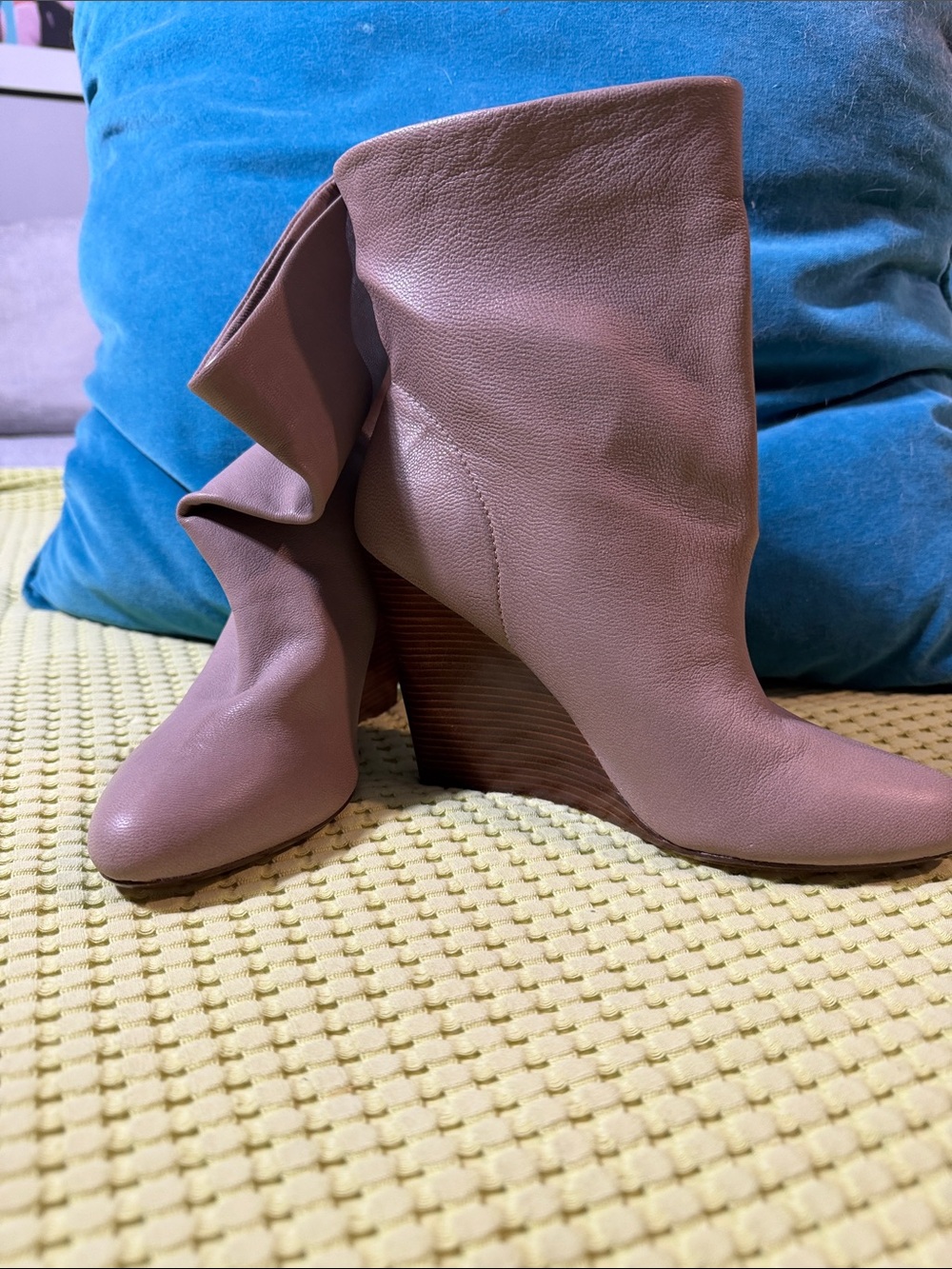 Michael Kors Taupe Leather Wedge Ankle Boots
